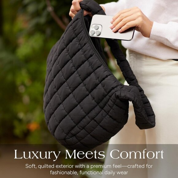 Crossbody Bag Quilted Puffer Soft Travel Stylish Organizer - Picture 6 of 7